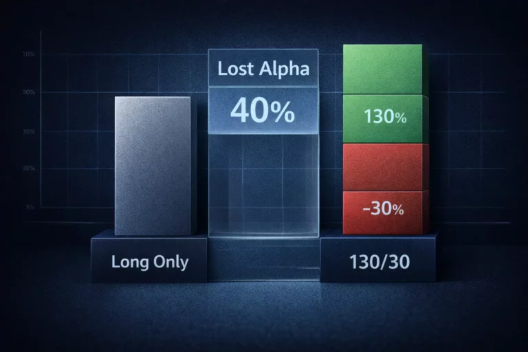 Confronto tra portafoglio long-only e Active Extension 130/30: il 40% di alpha perso
