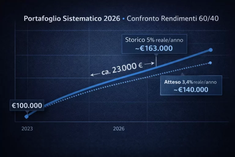 Portafoglio sistematico 2026: rendimento reale 5% storico contro 3,4% atteso